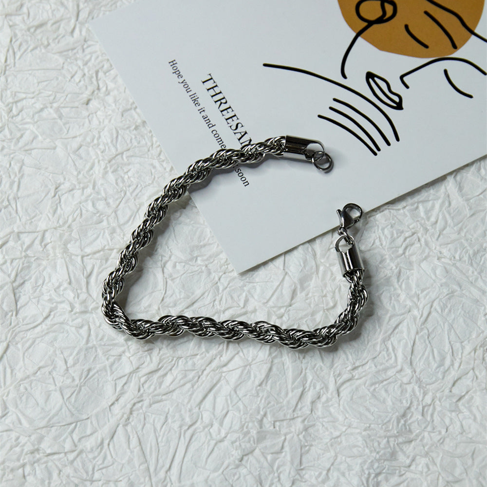 Coarse Twist Chain Bracelet Titanium Steel Trendy Men's Personality Jewelry