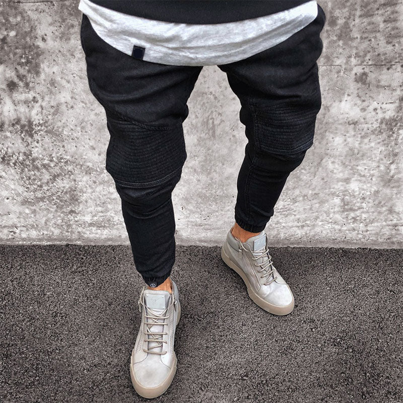 Casual Patch Denim Pants