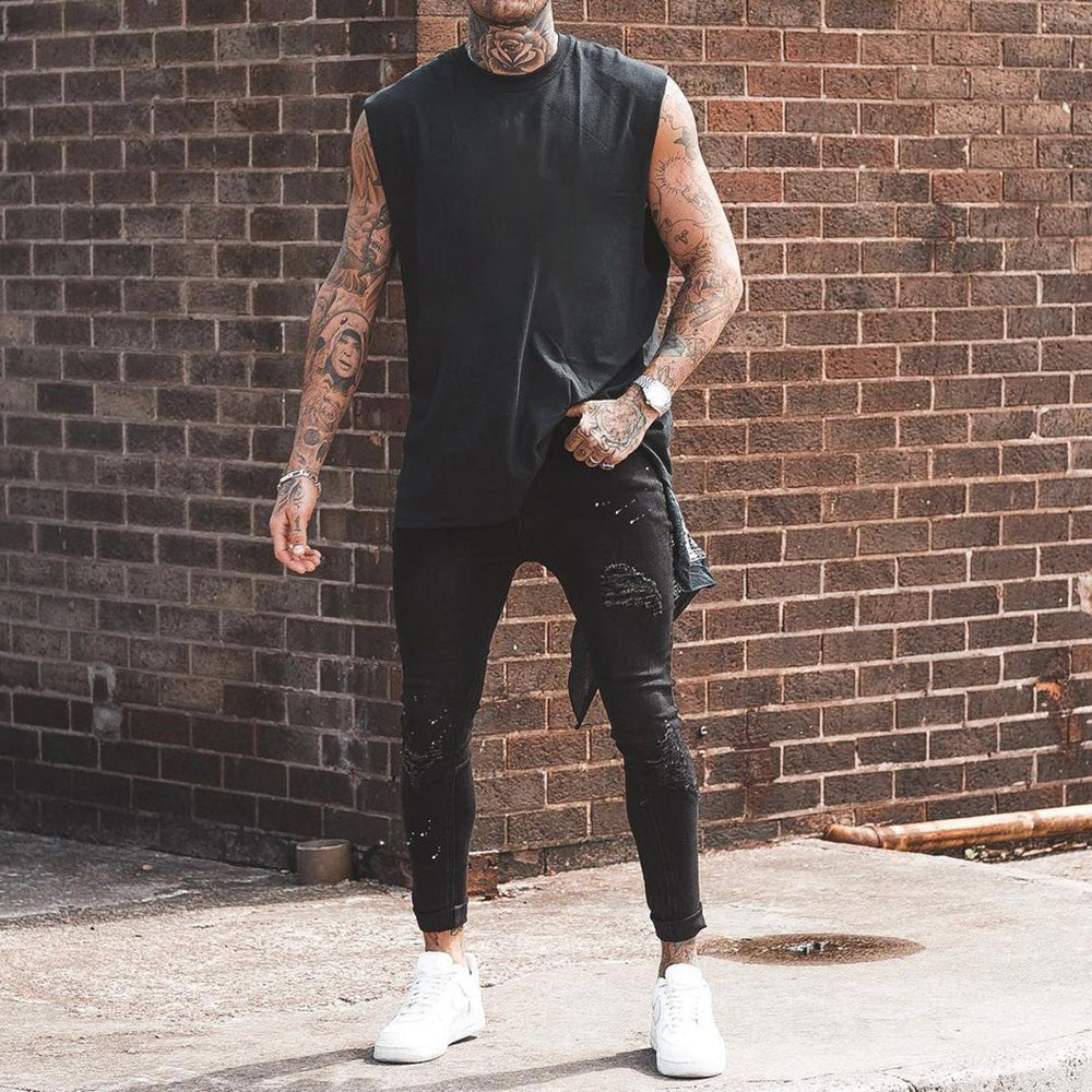 Plain Loose Sports Casual Round Neck Men's Tank Top