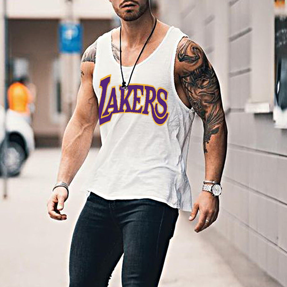 Lakers Alphabet Graphic Print Athleisure Men's Tank Top