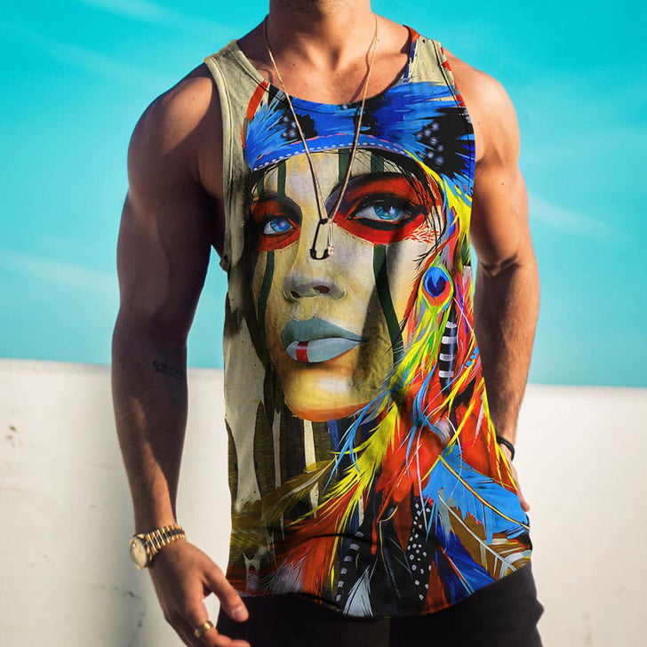 Feature Easter Digital Pattern Trend Street Casual Tank Top