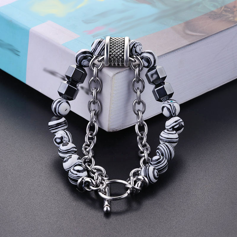 Malachite Metal Beaded Hip Hop Men's Personality Trend Jewelry