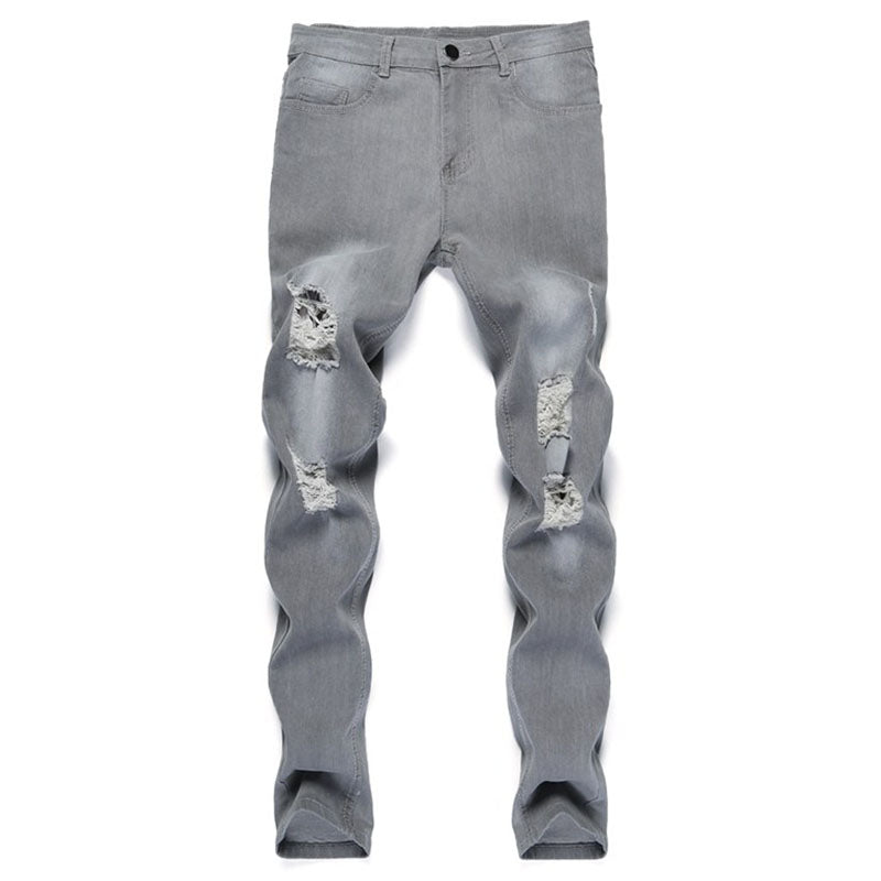 Wool Ripped Patch Denim Pants