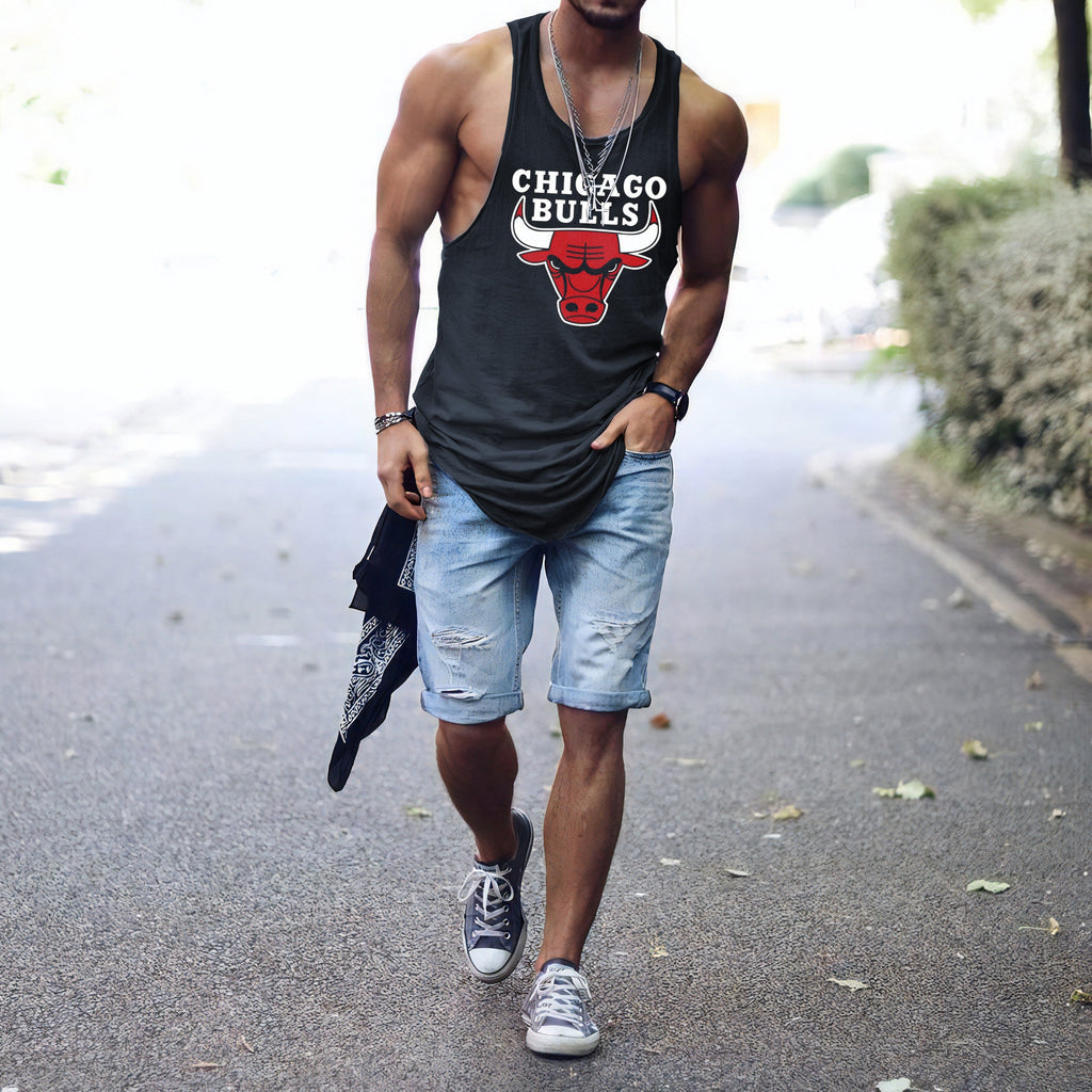 Bulls Alphabet Graphic Print Athleisure Men's Tank Top
