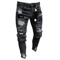 Wool Ripped Patch Denim Pants