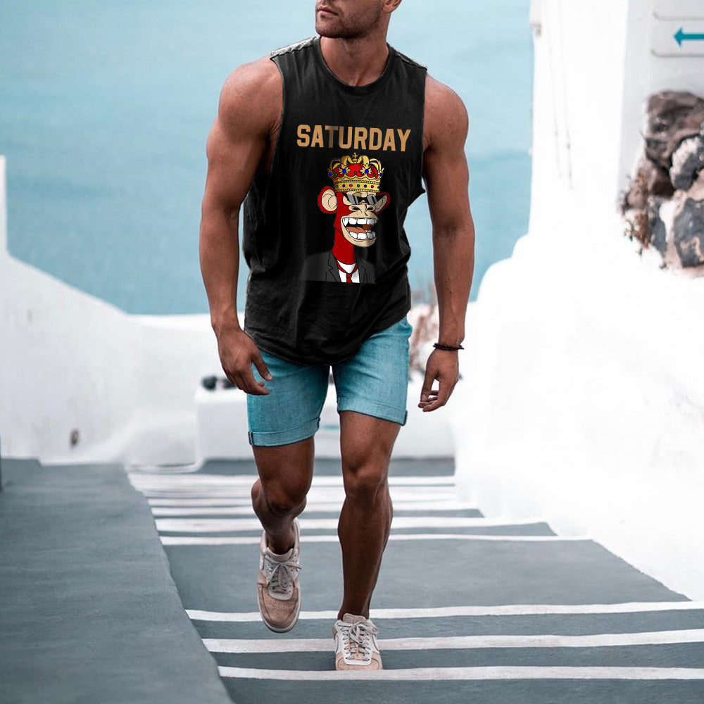 Saturday Alphabet Graphic Print Men's Tank Top