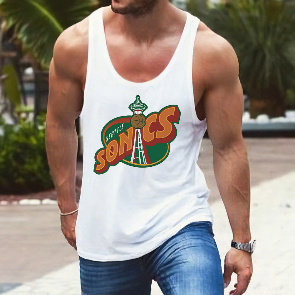 Letter Graphic Print Loose Athleisure Men's Tank Top