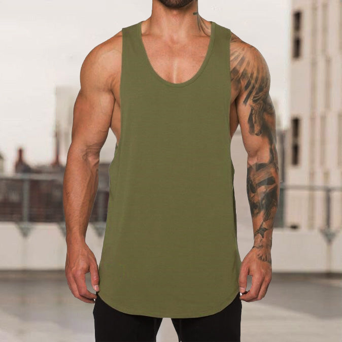 Plain Sports Knit Solid Color Summer V-neck T-Shirt Vest