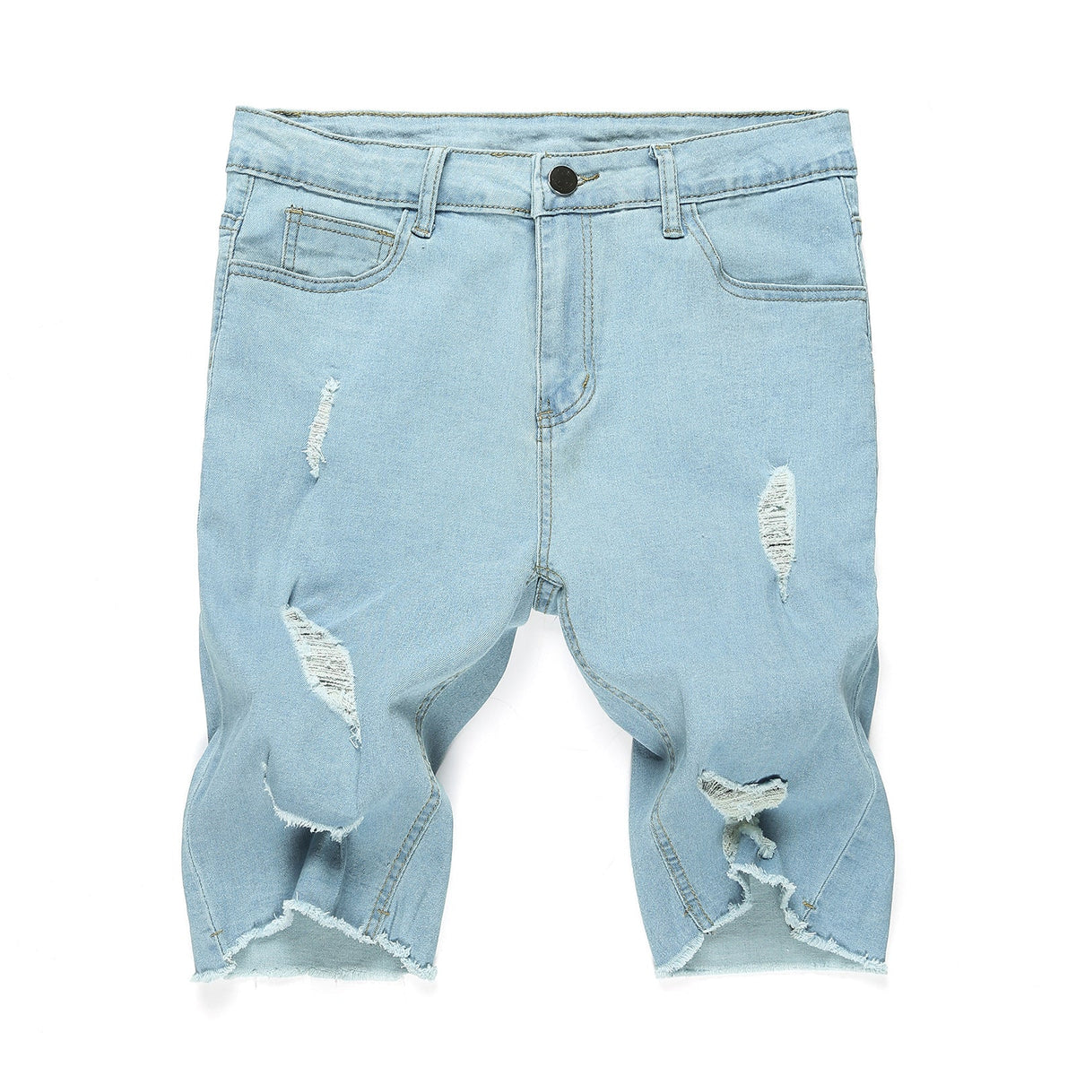 Casual Personality Denim Ripped Shorts Men's Five-point Pants