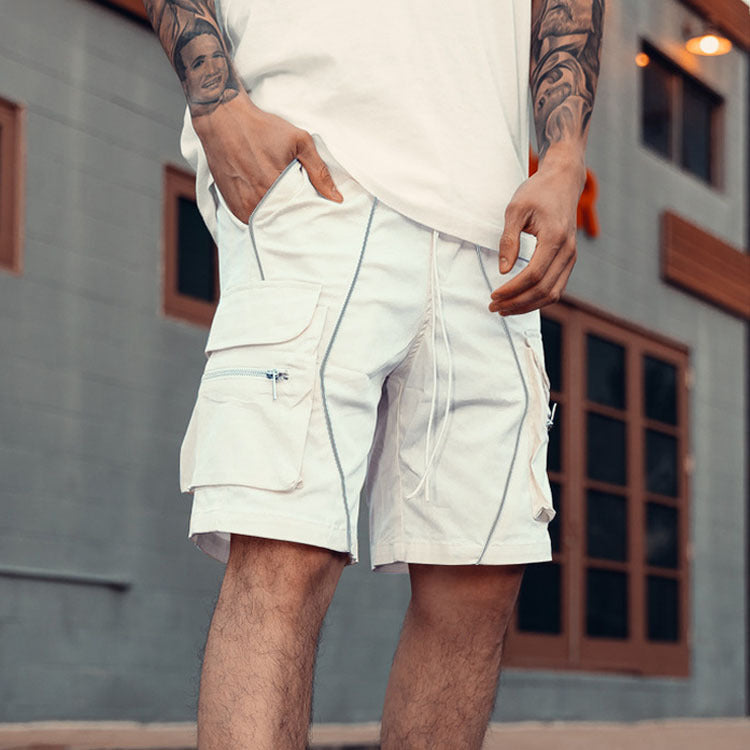 Solid Color Shorts Trend Multi Pocket Men's Cargo Pants