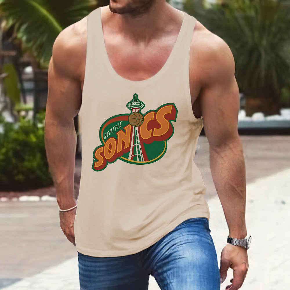 Letter Graphic Print Loose Athleisure Men's Tank Top