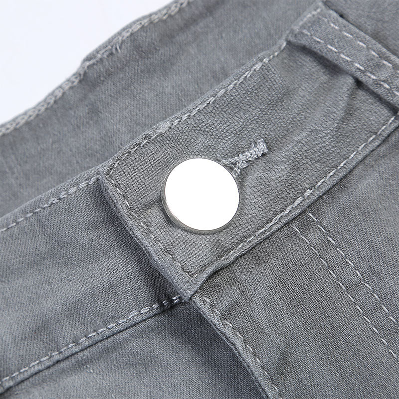 Wool Ripped Patch Denim Pants