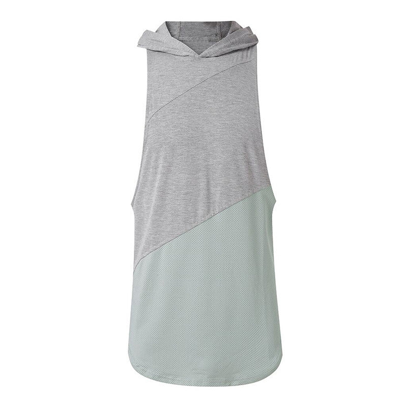 Athletic-inspired Mesh Panel Men's Cotton Hoodie Tank Top