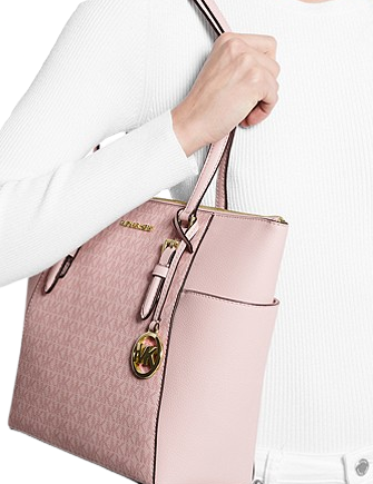 Michael Michael Kors Charlotte Large Logo and Leather Top Zip Tote Bag