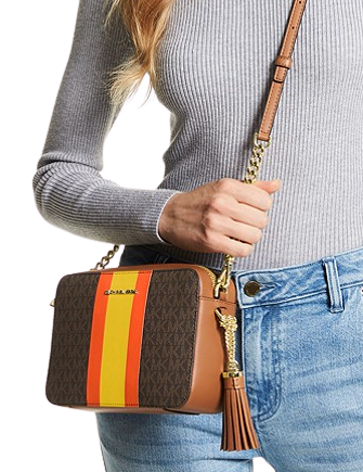 Michael Michael Kors Jet Set Medium Logo Stripe Camera Bag